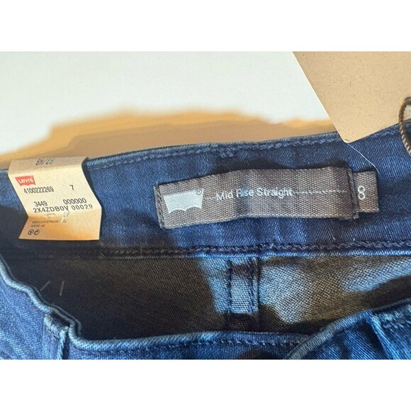 NWT Levi’s Women’s Straight Leg Jeans Size 8 Blue Denim Classic Mid Rise Dark - Picture 9 of 12
